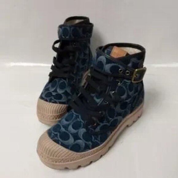 Coach Trooper Mid Top Boots in Signature Denim - Picture 3 of 11